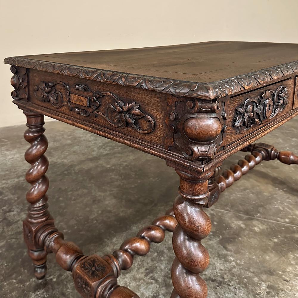 19th Century French Renaissance Barley Twist Desk ~ Bureau Plat For Sale 8