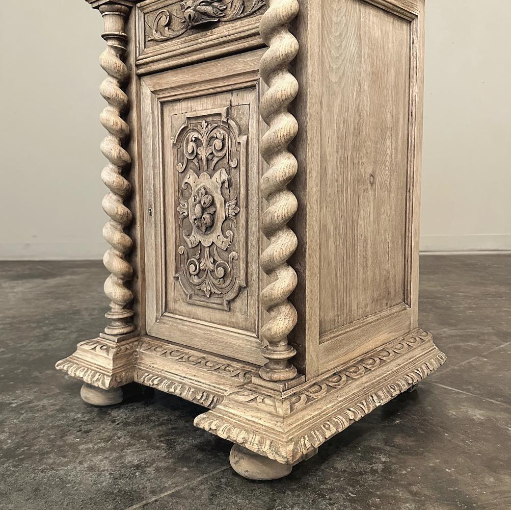 19th Century French Renaissance Barley Twist Nightstand with Carrara Marble 6