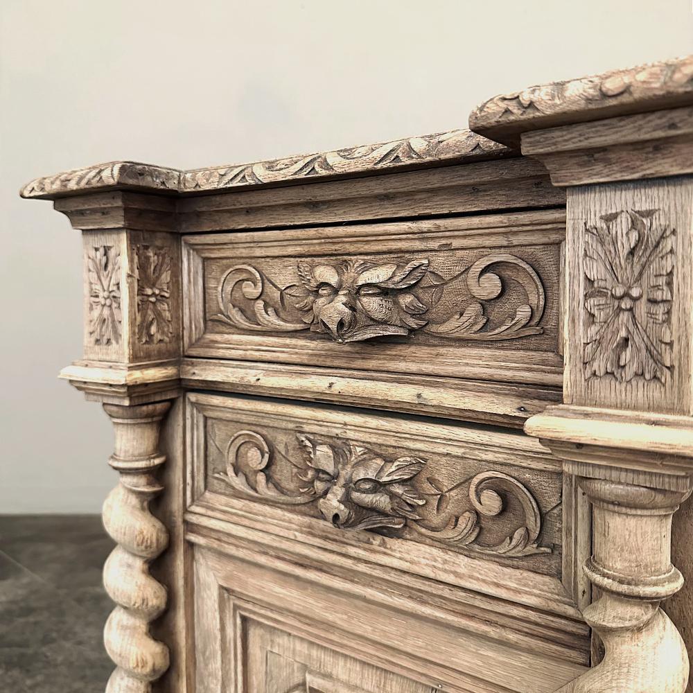 19th Century French Renaissance Barley Twist Nightstand with Carrara Marble 7