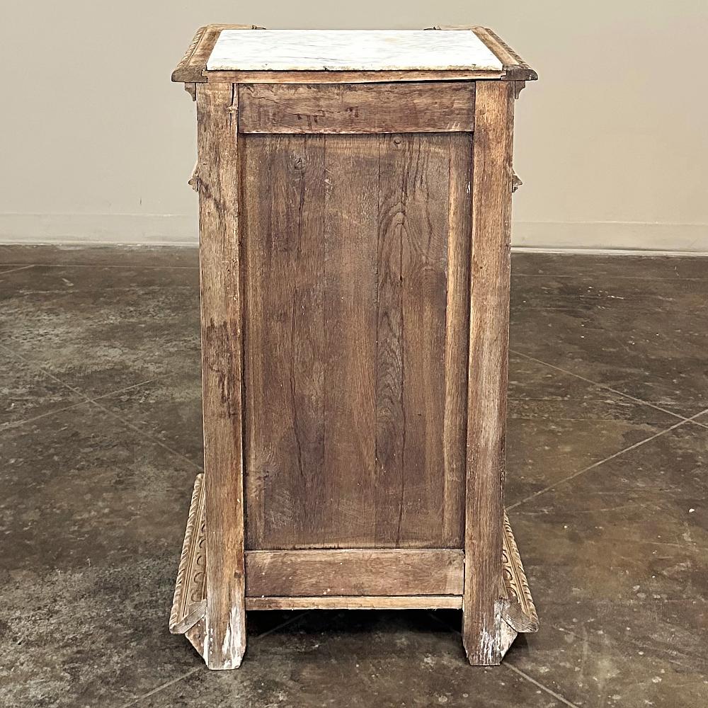 19th Century French Renaissance Barley Twist Nightstand with Carrara Marble 10