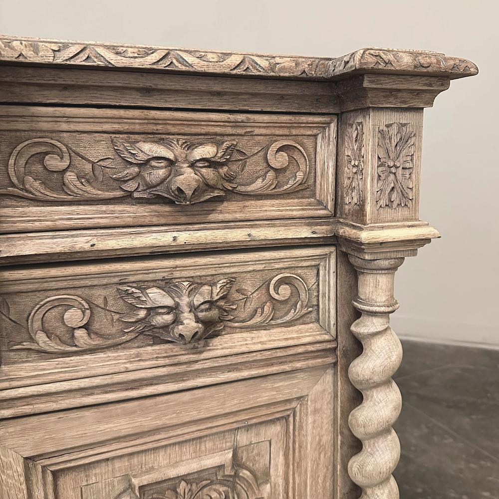 19th Century French Renaissance Barley Twist Nightstand with Carrara Marble 3