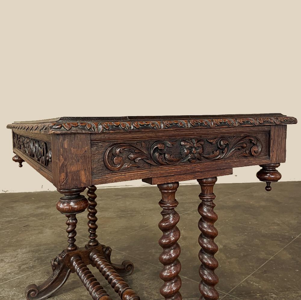 19th Century French Renaissance Barley Twist Writing Table For Sale 4