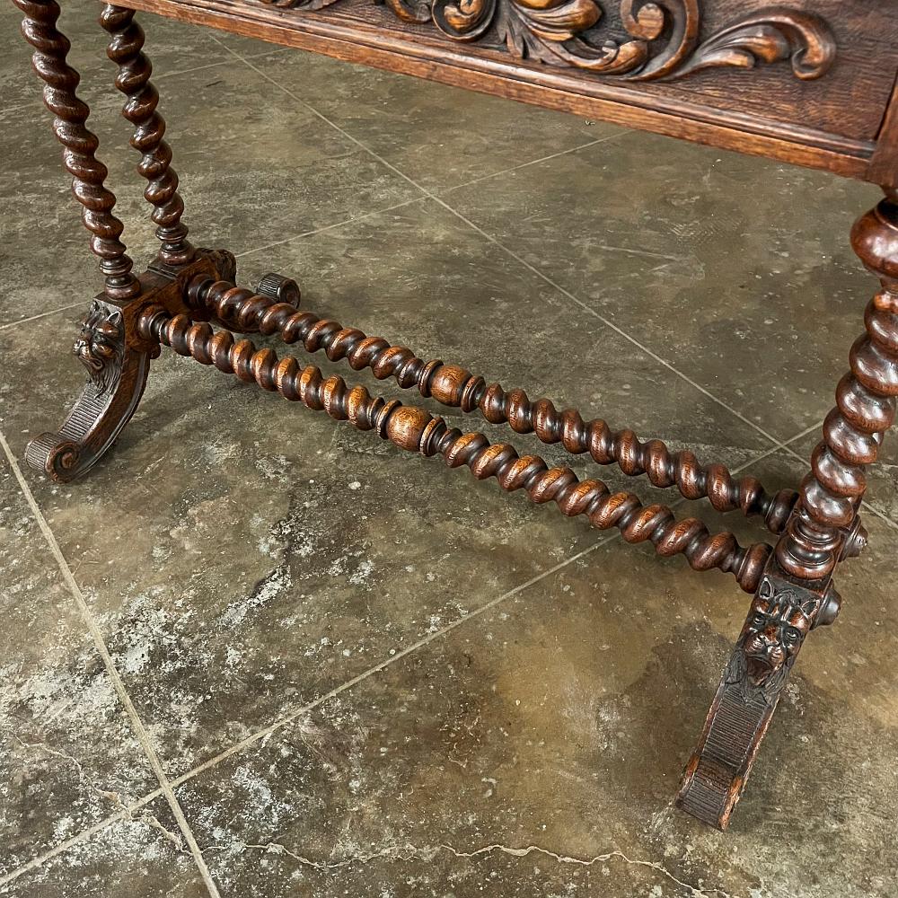 19th Century French Renaissance Barley Twist Writing Table For Sale 7