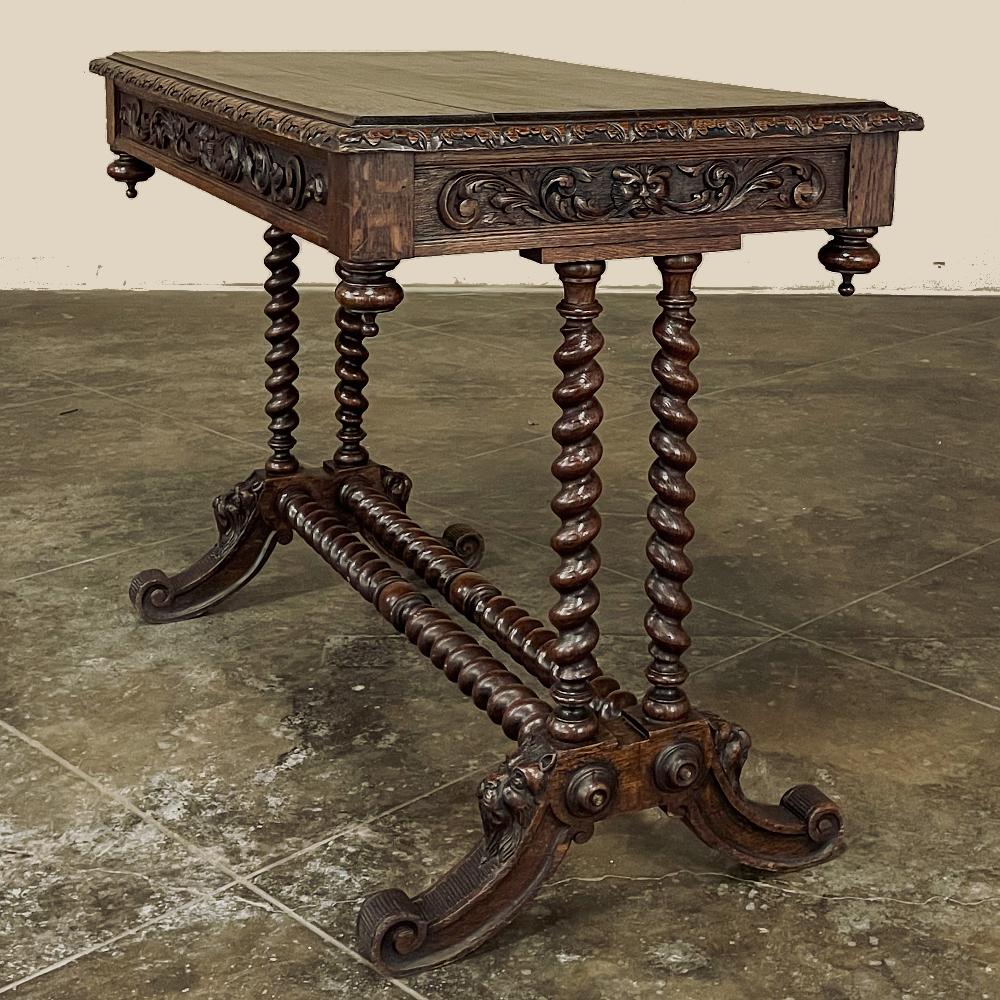 Renaissance Revival 19th Century French Renaissance Barley Twist Writing Table For Sale