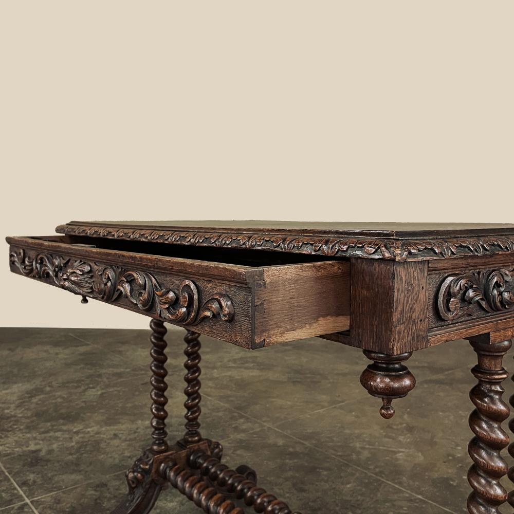 19th Century French Renaissance Barley Twist Writing Table In Good Condition For Sale In Dallas, TX