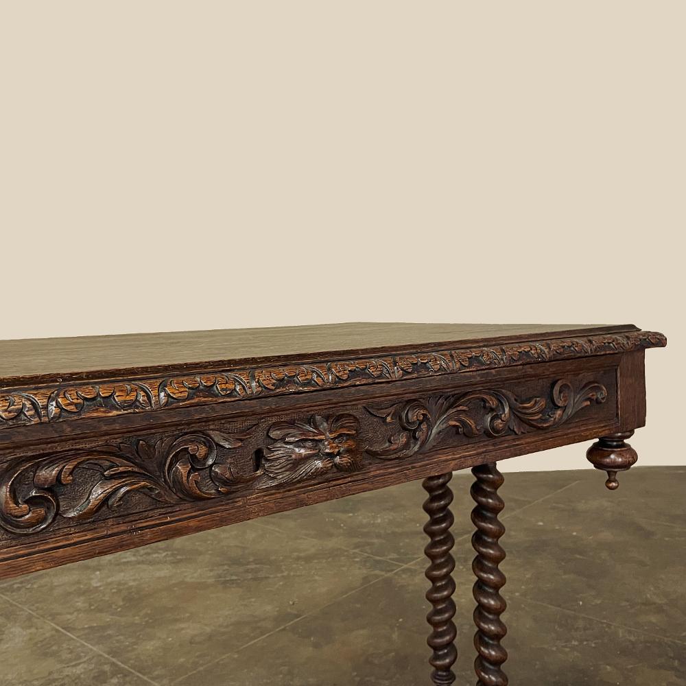 19th Century French Renaissance Barley Twist Writing Table For Sale 1