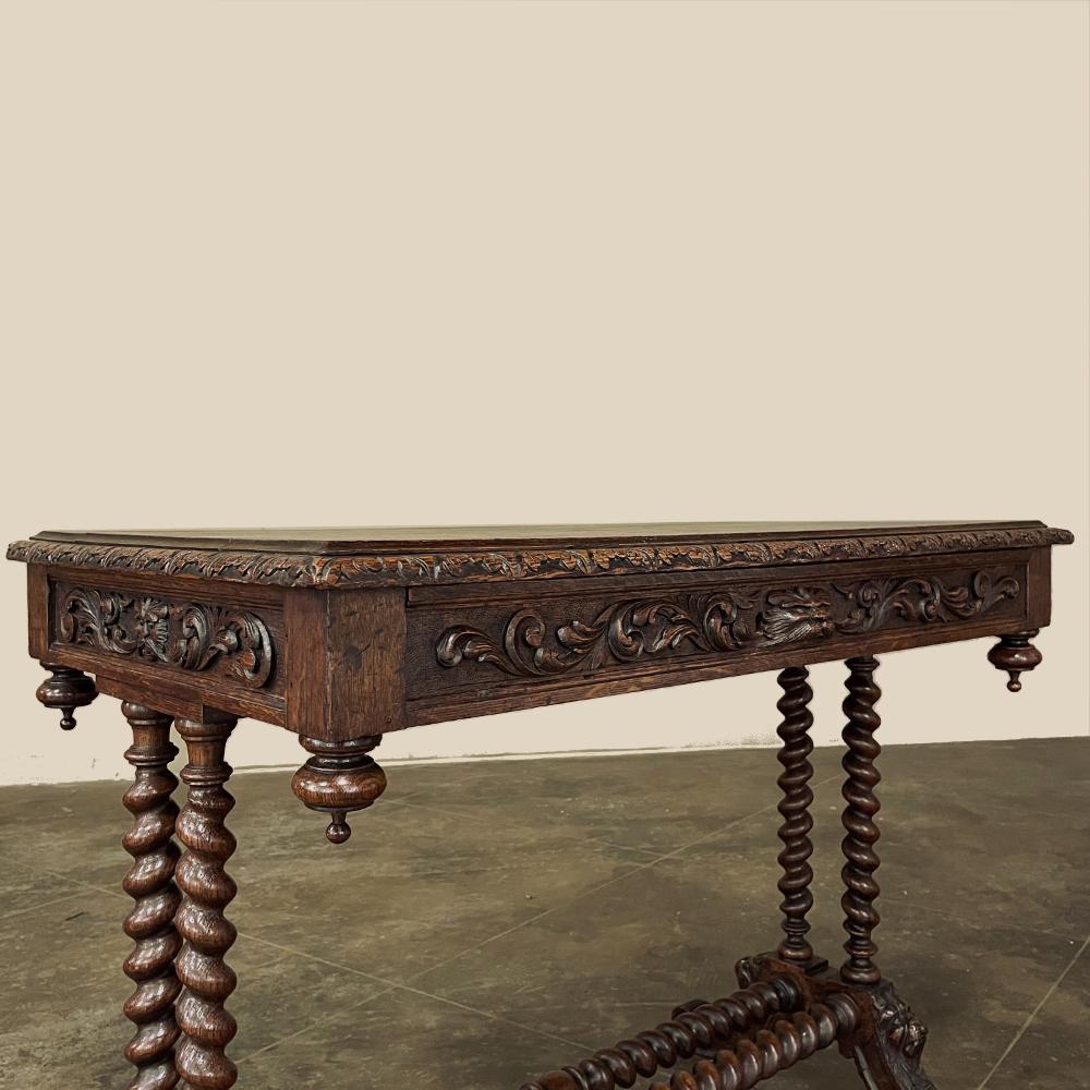 19th Century French Renaissance Barley Twist Writing Table For Sale 2