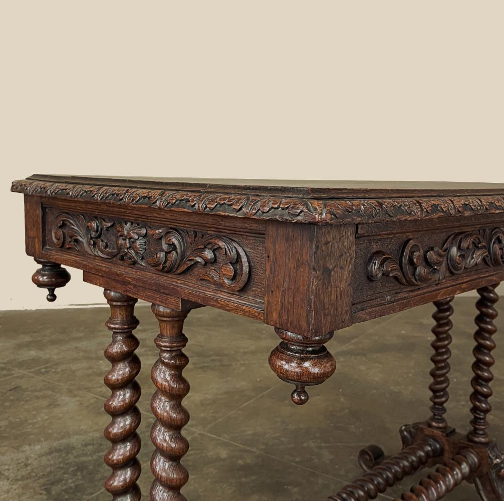 19th Century French Renaissance Barley Twist Writing Table For Sale 3