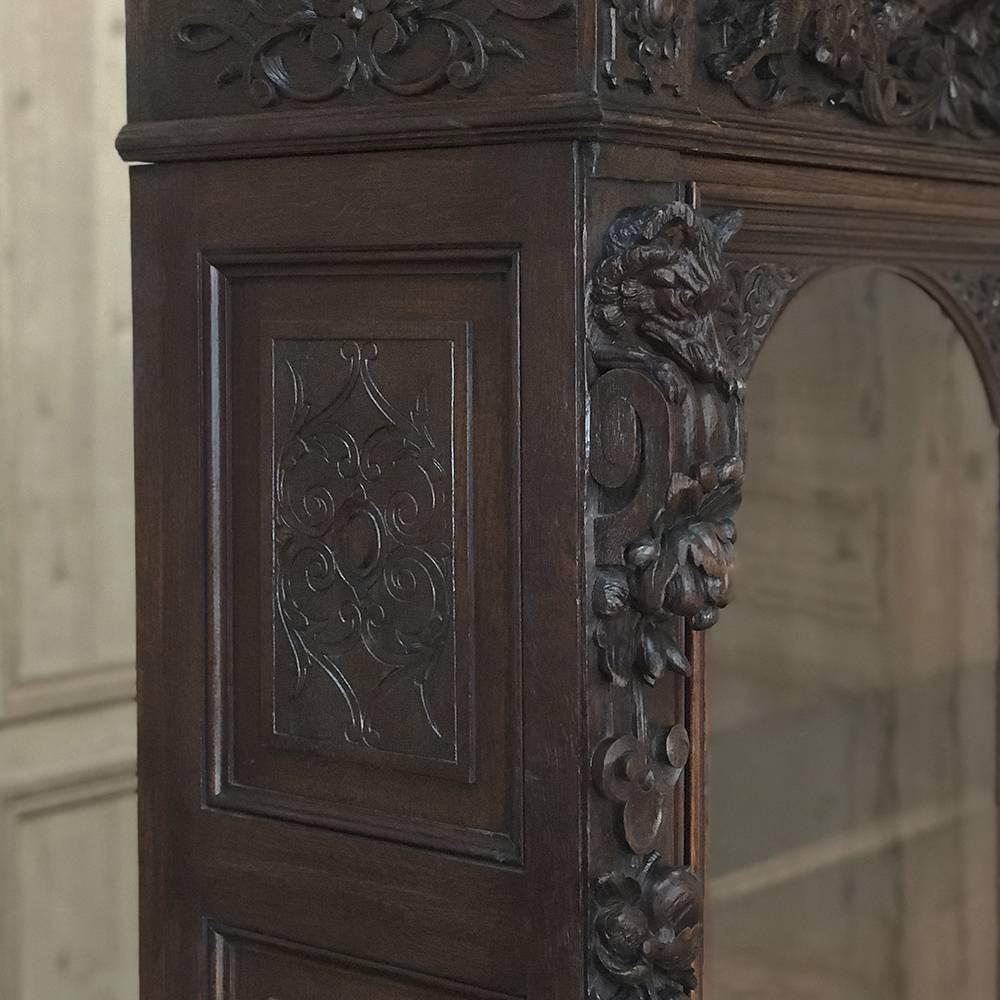 Hand-Carved 19th Century French Renaissance Barrister's Bookcase