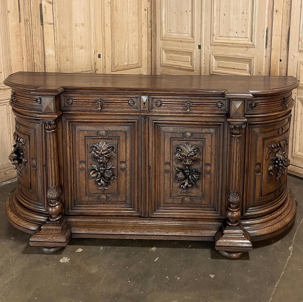 Hand-Crafted 19th Century French Renaissance Buffet with Rounded Sides