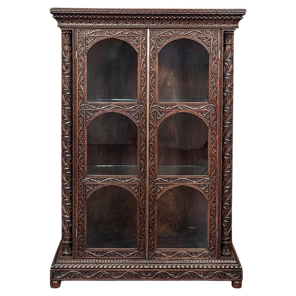 19th Century French Renaissance Carved Walnut Bookcase ~ Vitrine