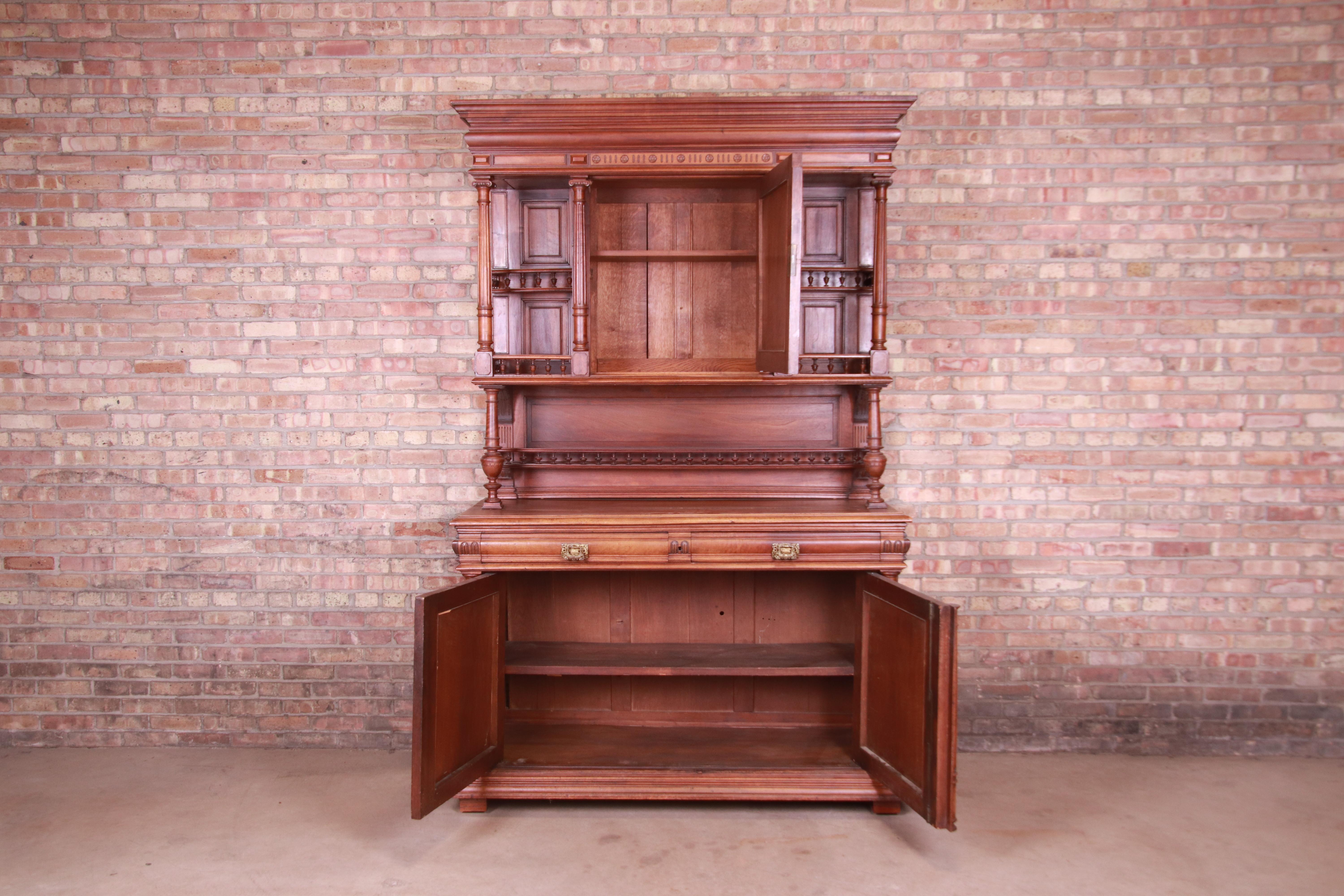 19th Century French Renaissance Carved Walnut Sideboard or Bar Cabinet 6