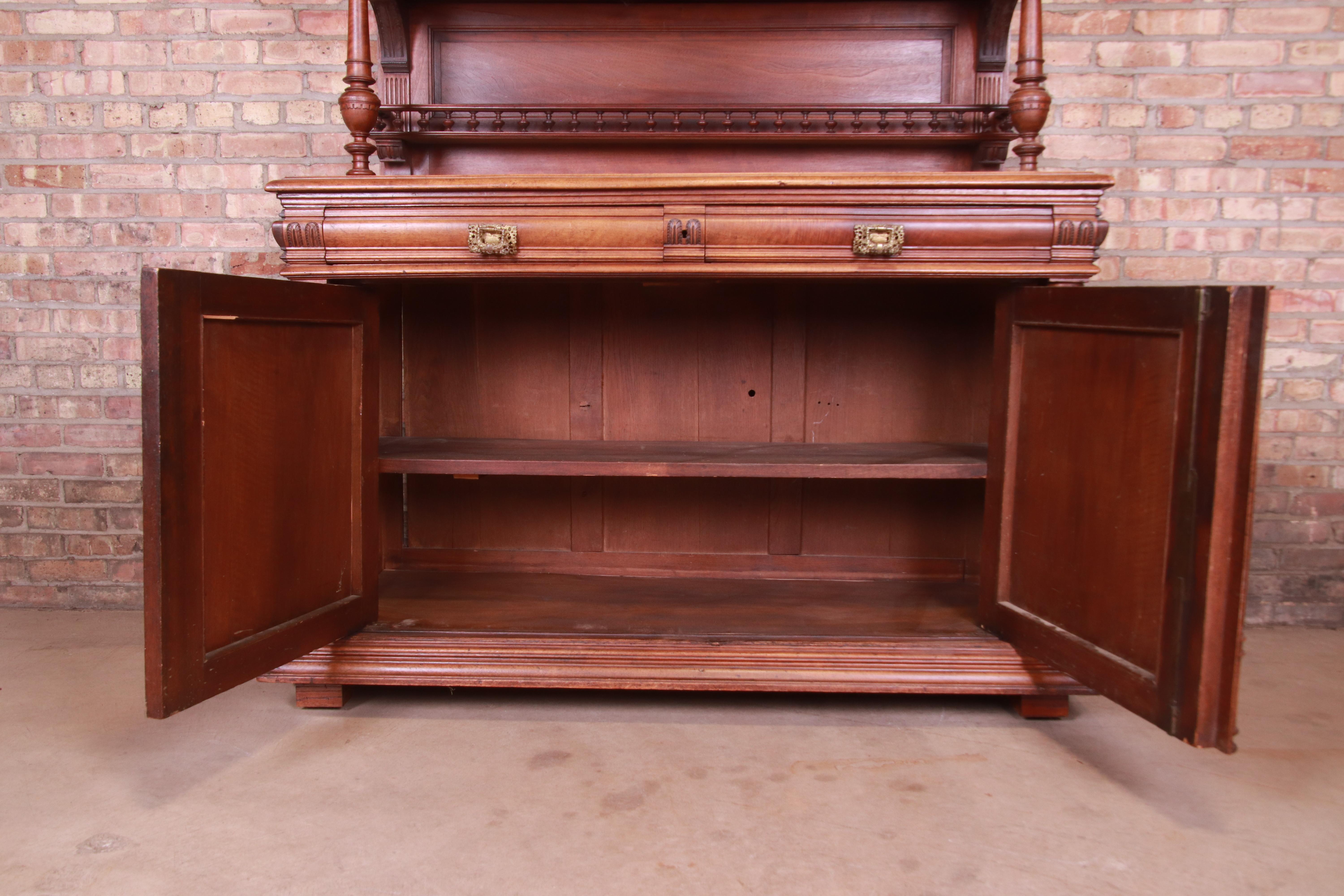 19th Century French Renaissance Carved Walnut Sideboard or Bar Cabinet 7