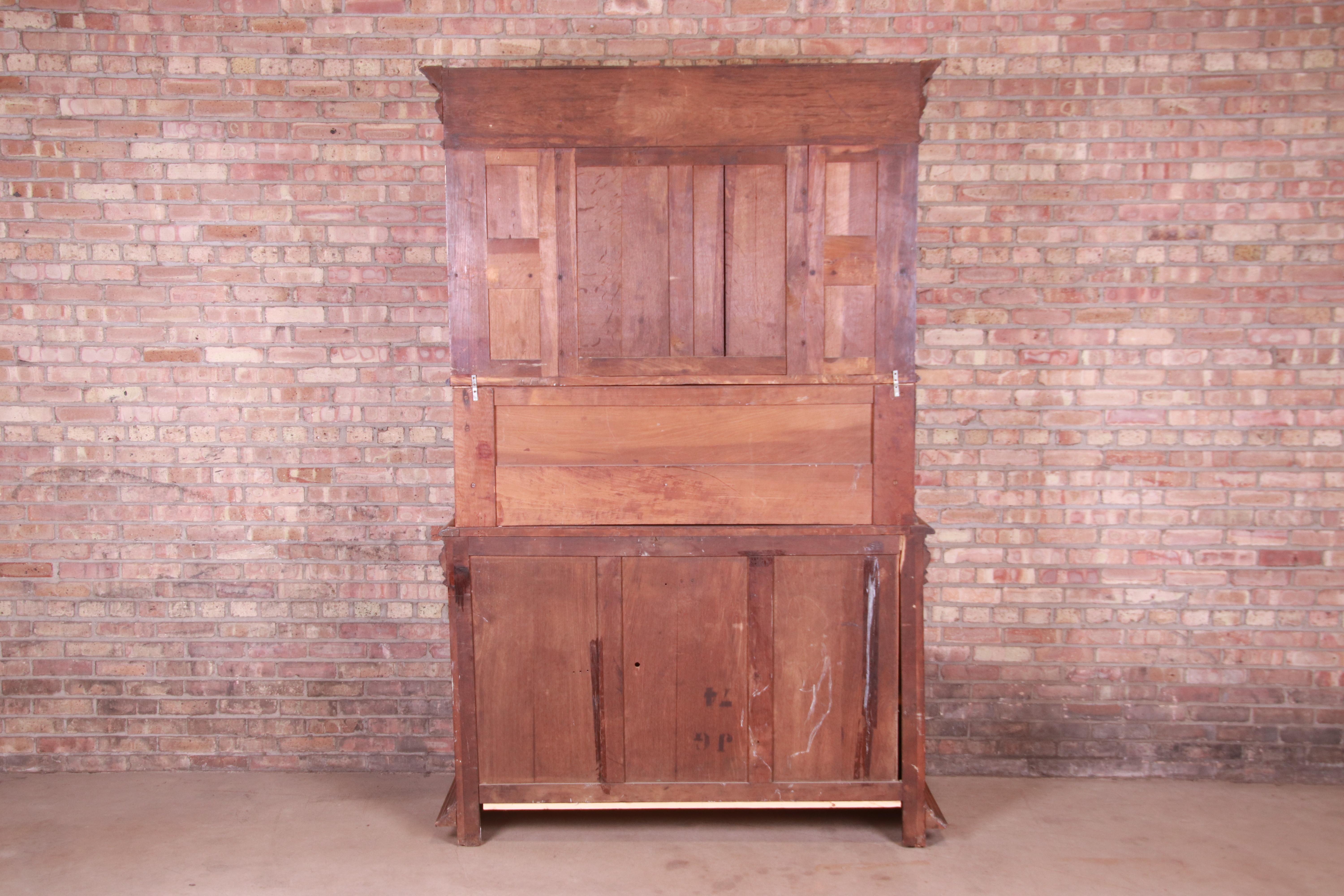 19th Century French Renaissance Carved Walnut Sideboard or Bar Cabinet 16