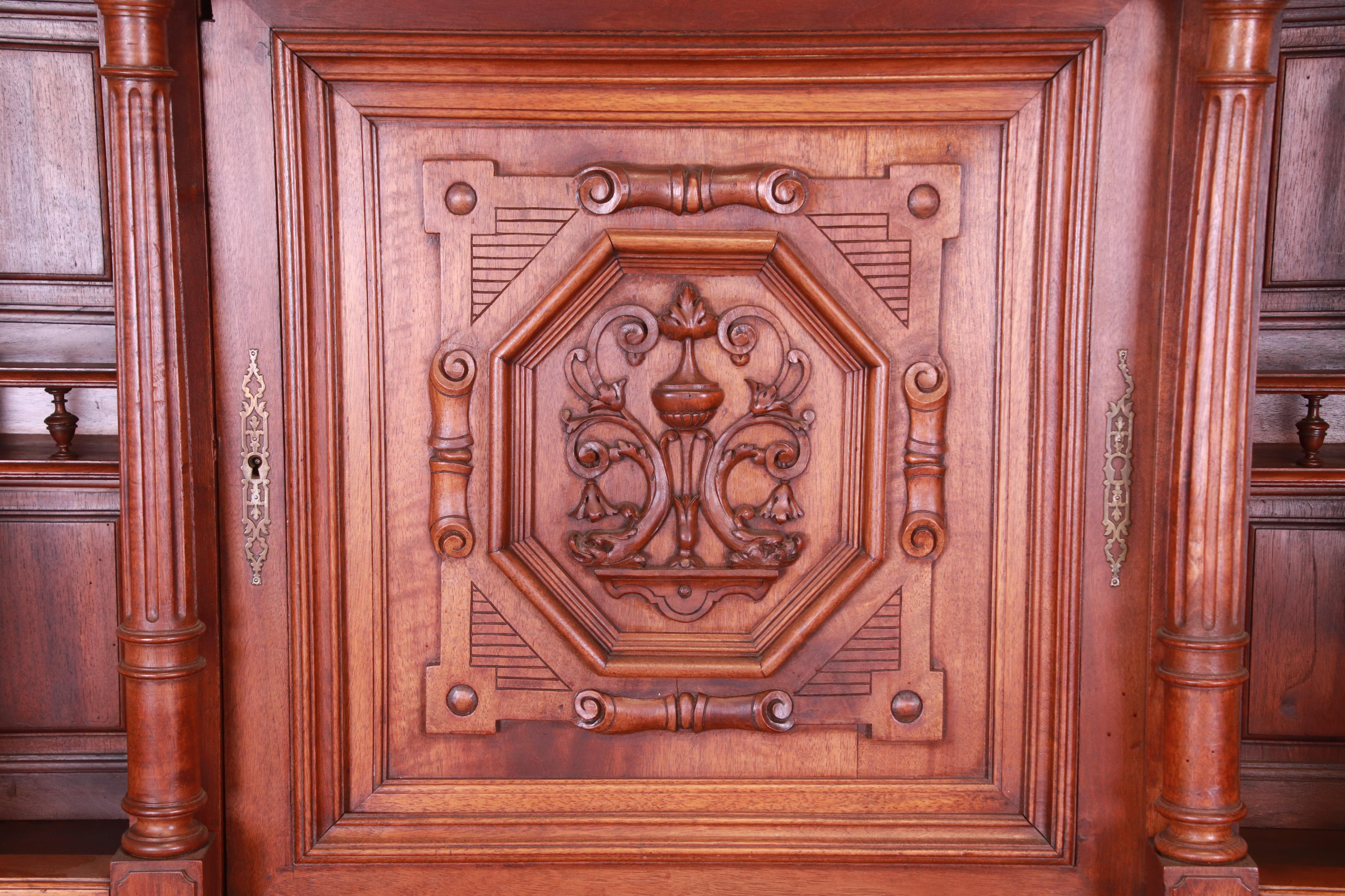 19th Century French Renaissance Carved Walnut Sideboard or Bar Cabinet 1