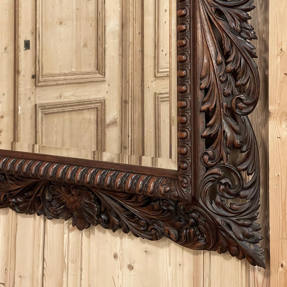 19th Century French Renaissance Carved Walnut Wall Mirror For Sale 10