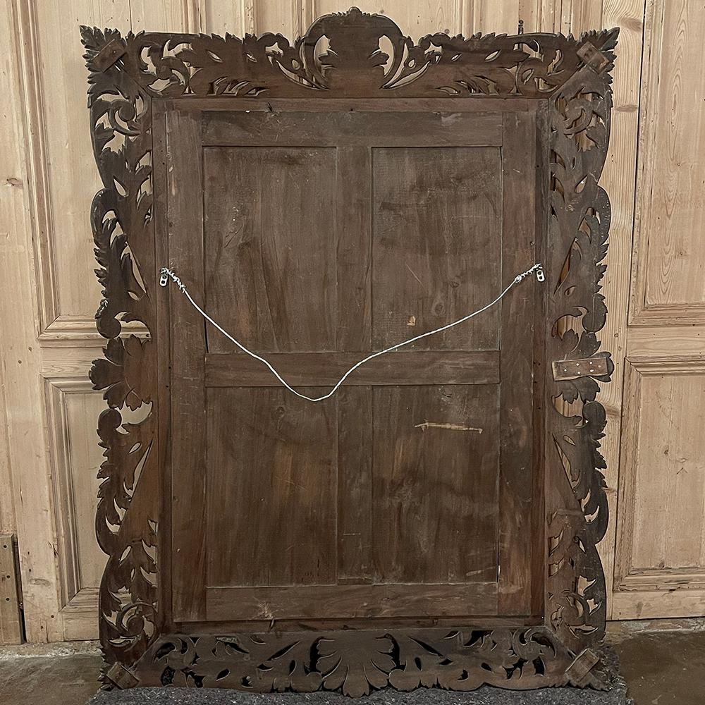 19th Century French Renaissance Carved Walnut Wall Mirror For Sale 15