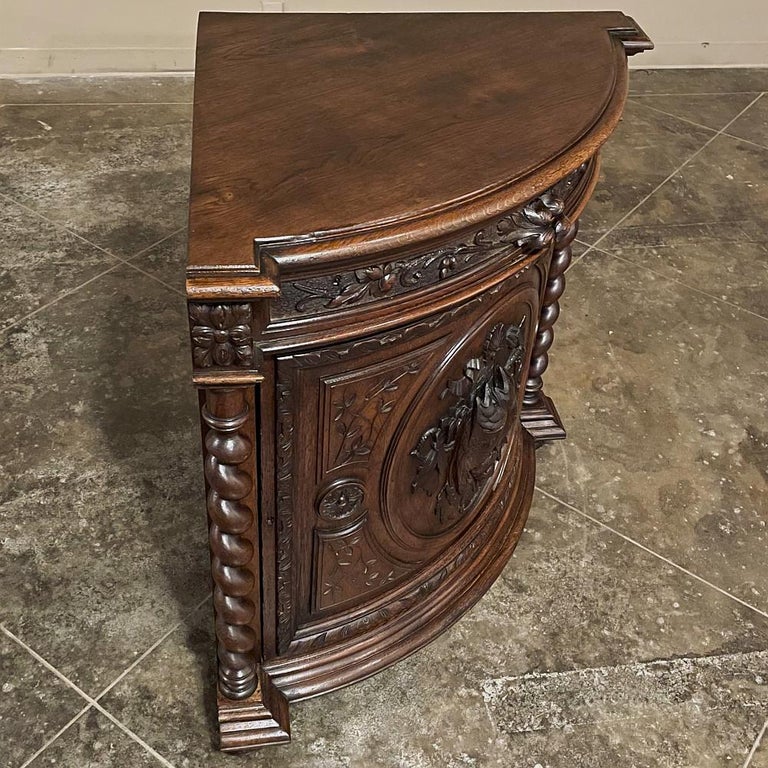 Oak 19th Century French Renaissance Corner Cabinet For Sale