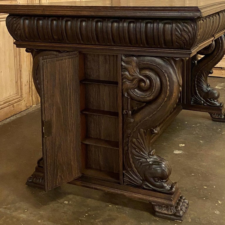 19th Century French Renaissance Desk with Dolphins For Sale 4