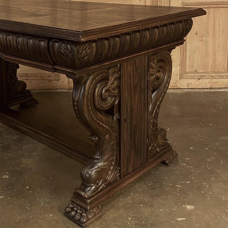 19th Century French Renaissance Desk with Dolphins For Sale 8