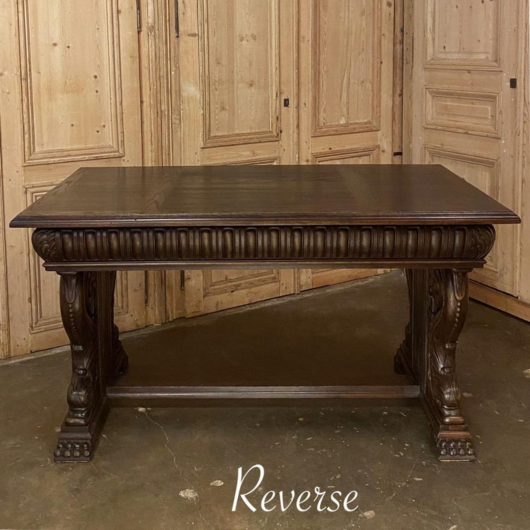 19th Century French Renaissance Desk with Dolphins For Sale 11