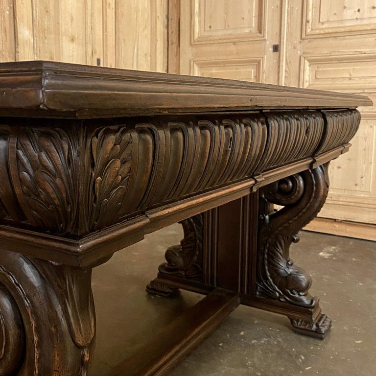 19th Century French Renaissance Desk with Dolphins For Sale 1