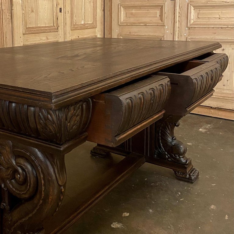 19th Century French Renaissance Desk with Dolphins For Sale 2