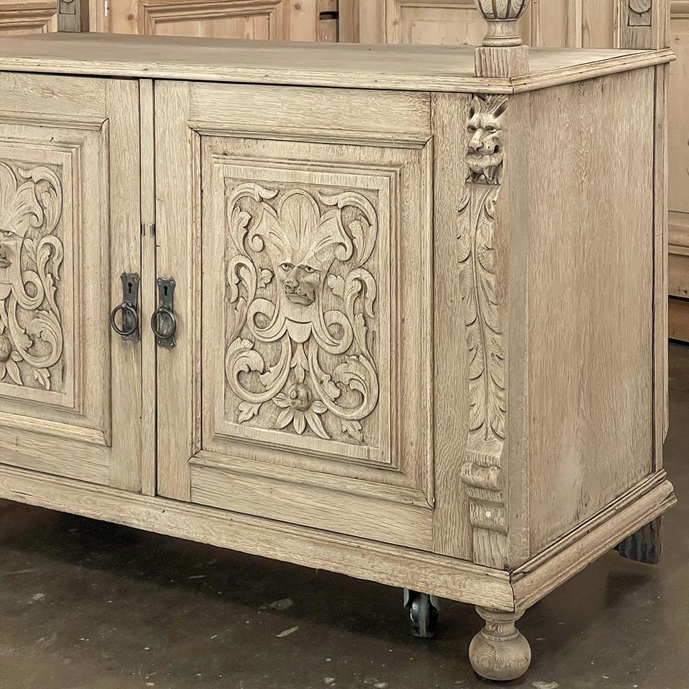 19th Century French Renaissance Dessert Buffet in Stripped Oak For Sale 8