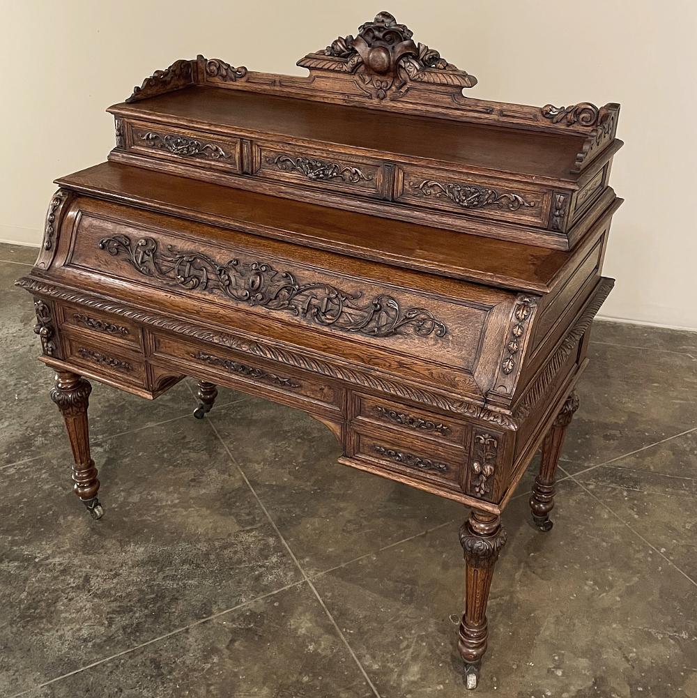 19th Century French Renaissance Drop Front Secretary, Wall Desk For ...