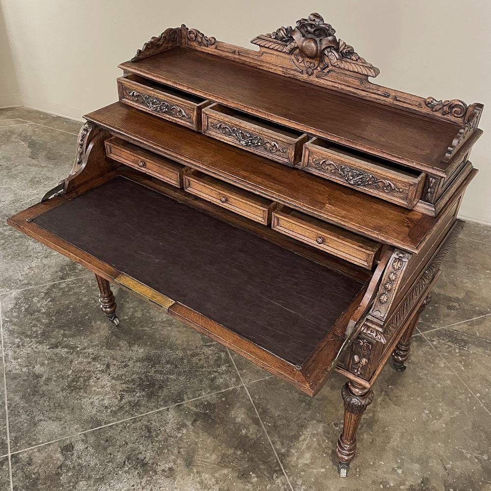 19th Century French Renaissance Drop Front Secretary, Wall Desk For ...