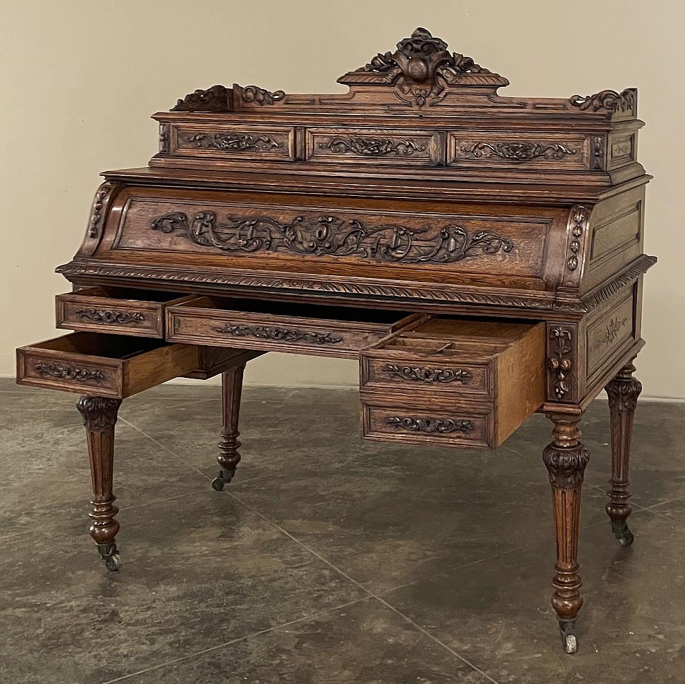 19th Century French Renaissance Drop Front Secretary, Wall Desk For ...