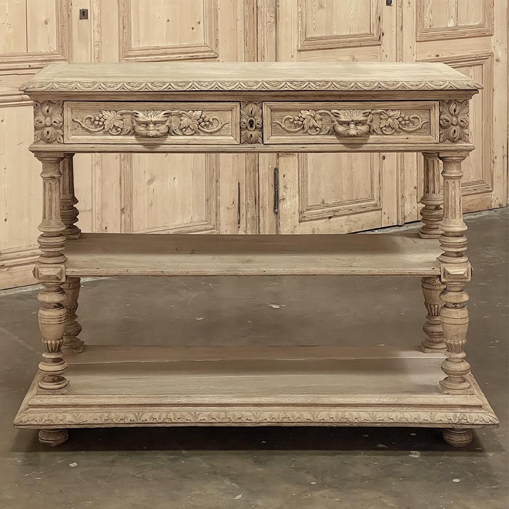 Hand-Crafted 19th Century French Renaissance Flip-Top Dessert Buffet in Stripped Oak For Sale