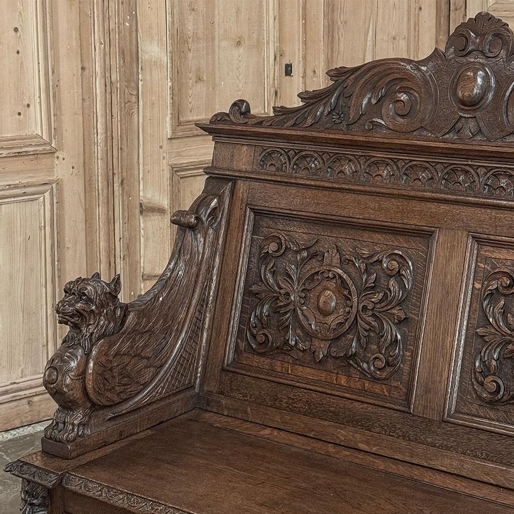 Panca da sala rinascimentale francese del XIX secolo in vendita 5