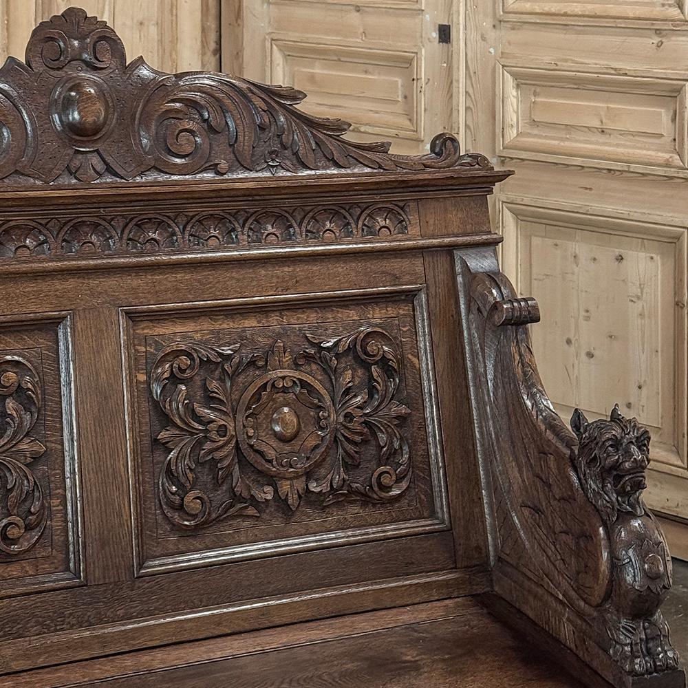 Quercia Panca da sala rinascimentale francese del XIX secolo in vendita