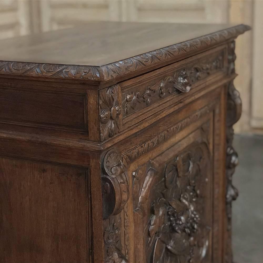 Oak 19th Century French Renaissance Hand-Carved Confiturier, Buffet, Cabinet