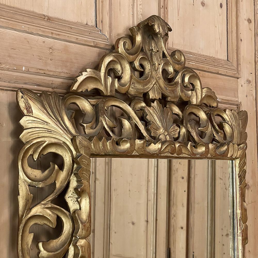 19th Century French Renaissance Hand-Carved Giltwood Mirror For Sale 6