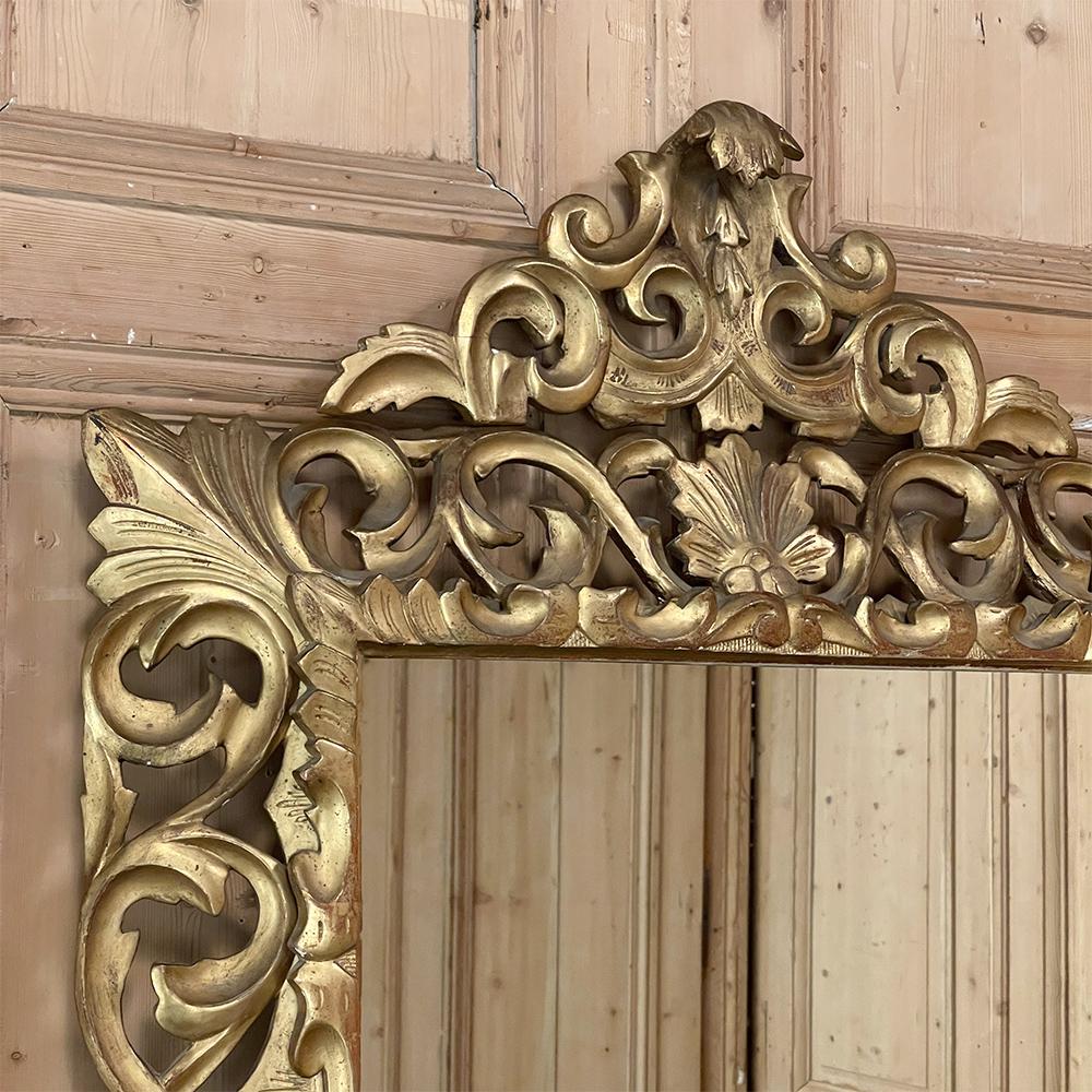 19th Century French Renaissance Hand-Carved Giltwood Mirror For Sale 4