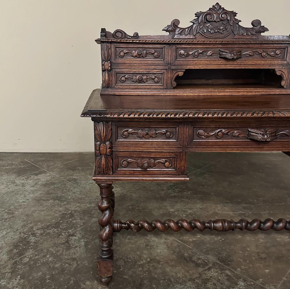 19th Century French Renaissance Hand-Carved Wall Desk For Sale 5