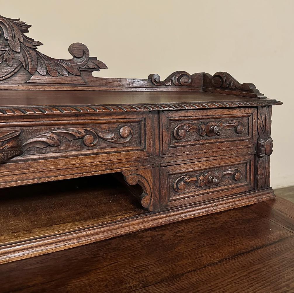 19th Century French Renaissance Hand-Carved Wall Desk For Sale 6