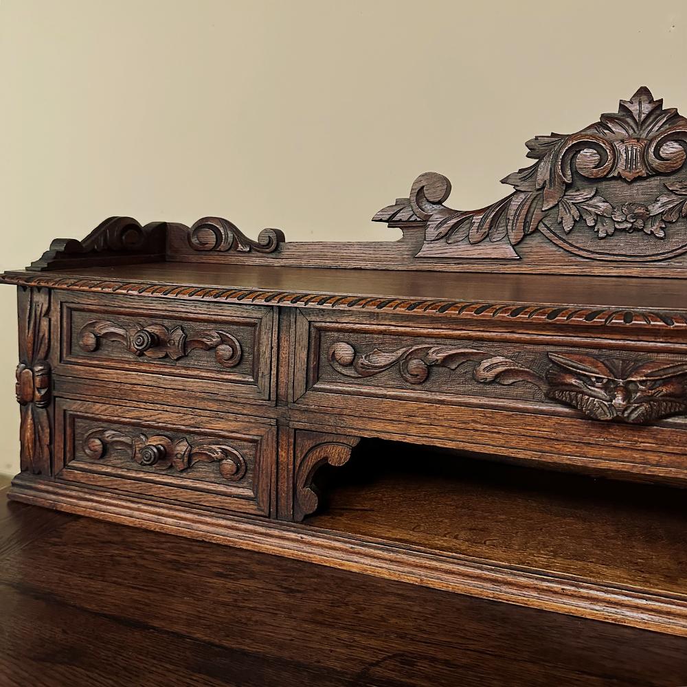 19th Century French Renaissance Hand-Carved Wall Desk For Sale 7