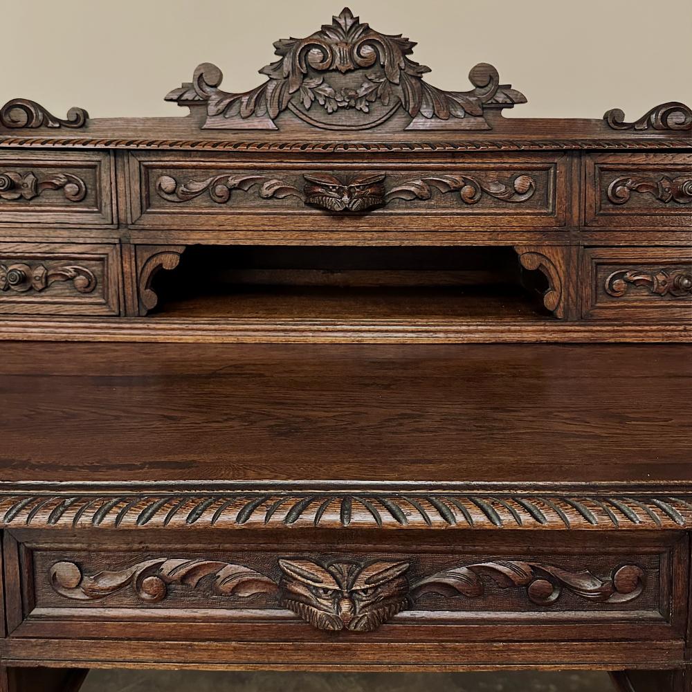 19th Century French Renaissance Hand-Carved Wall Desk For Sale 8
