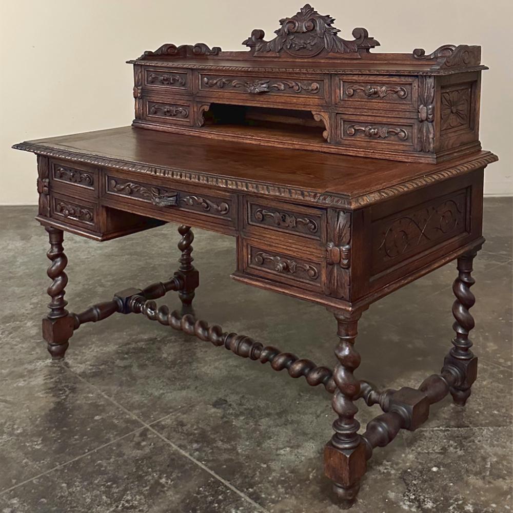 Renaissance Revival 19th Century French Renaissance Hand-Carved Wall Desk For Sale