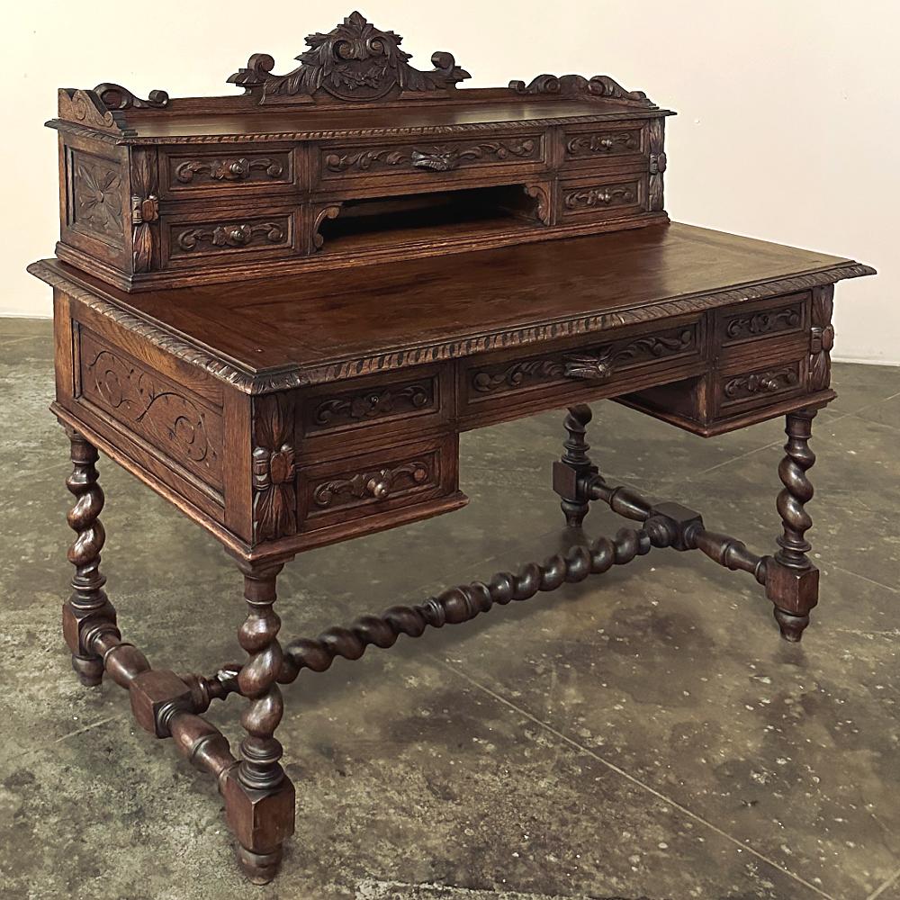 19th Century French Renaissance Hand-Carved Wall Desk In Good Condition For Sale In Dallas, TX