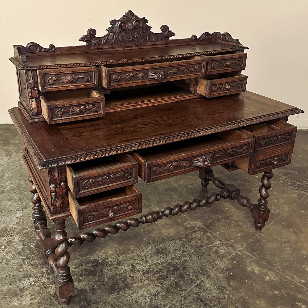 19th Century French Renaissance Hand-Carved Wall Desk For Sale 1