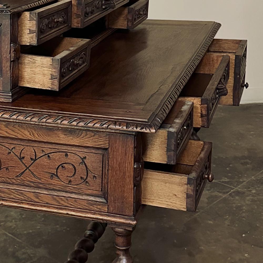 19th Century French Renaissance Hand-Carved Wall Desk For Sale 2