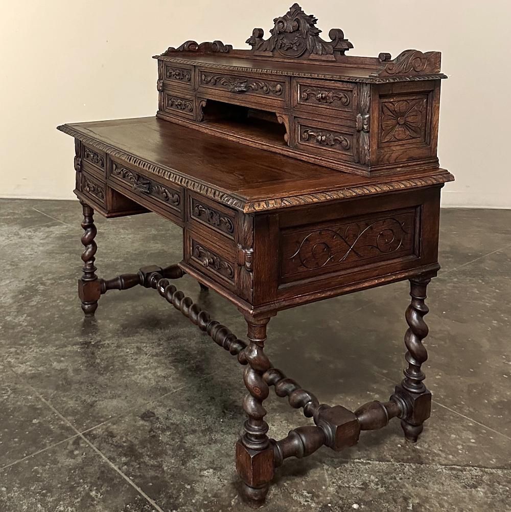 19th Century French Renaissance Hand-Carved Wall Desk For Sale 3