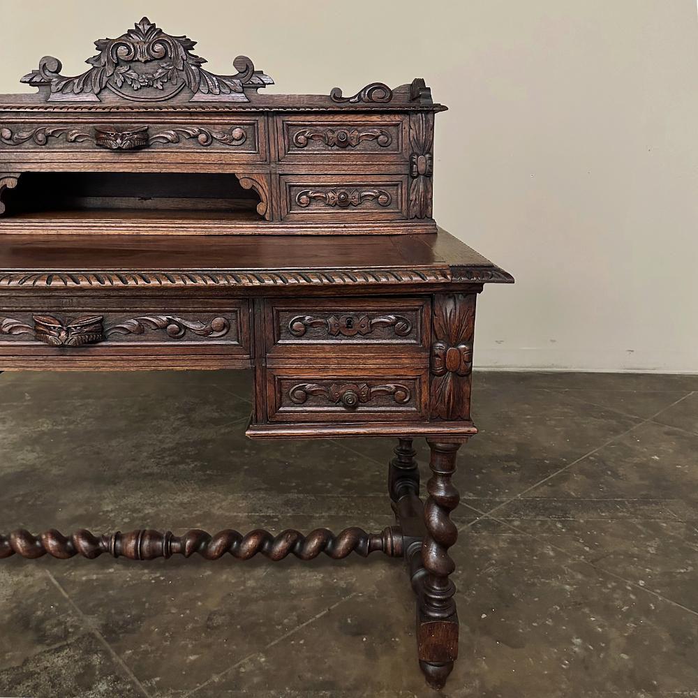 19th Century French Renaissance Hand-Carved Wall Desk For Sale 4