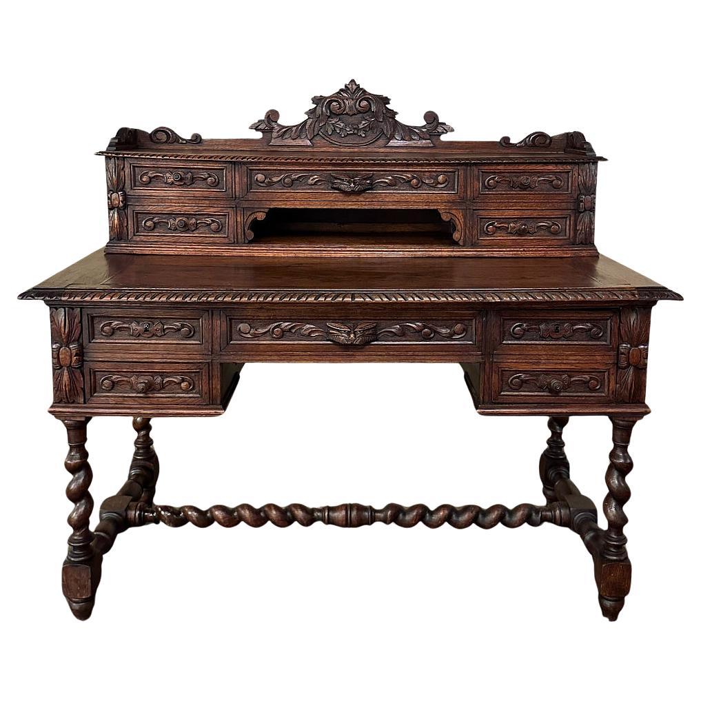 19th Century French Renaissance Hand-Carved Wall Desk For Sale