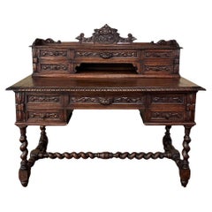 19th Century French Renaissance Hand-Carved Wall Desk