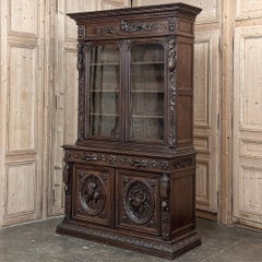19th Century French Renaissance Hunt Bookcase ~ Bibliotheque